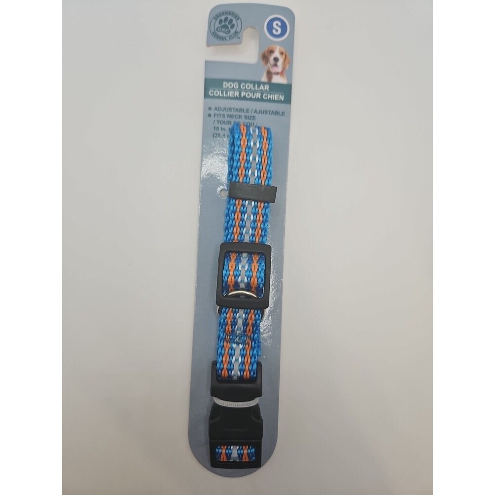 Dog Collar Size S Small Blue Striped Adjustable Greenbrier Kennel Club  10-16 In